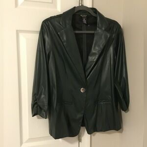 Women Hunter green leather blazer